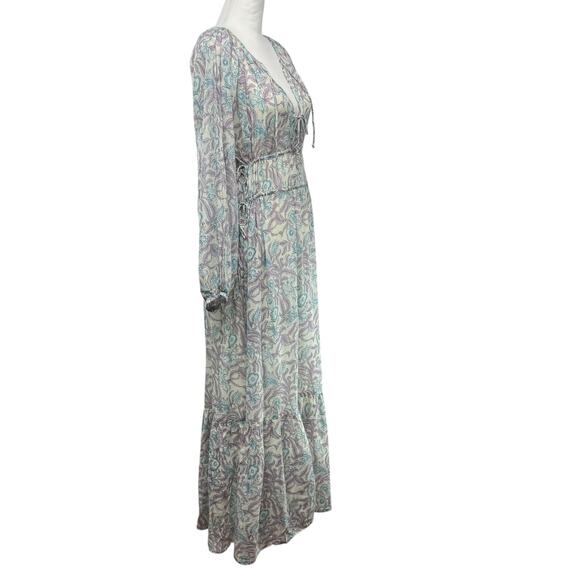 Maison Hotel Maxi Dress Size S Long Hawaiian Blue Purple Paradise Flora Boho NEW - Picture 5 of 12